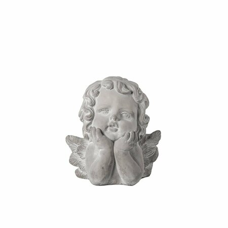 CLASSIC ACCESSORIES Cement Cherubin Resting Head Concrete Statue; Gray VE3251904